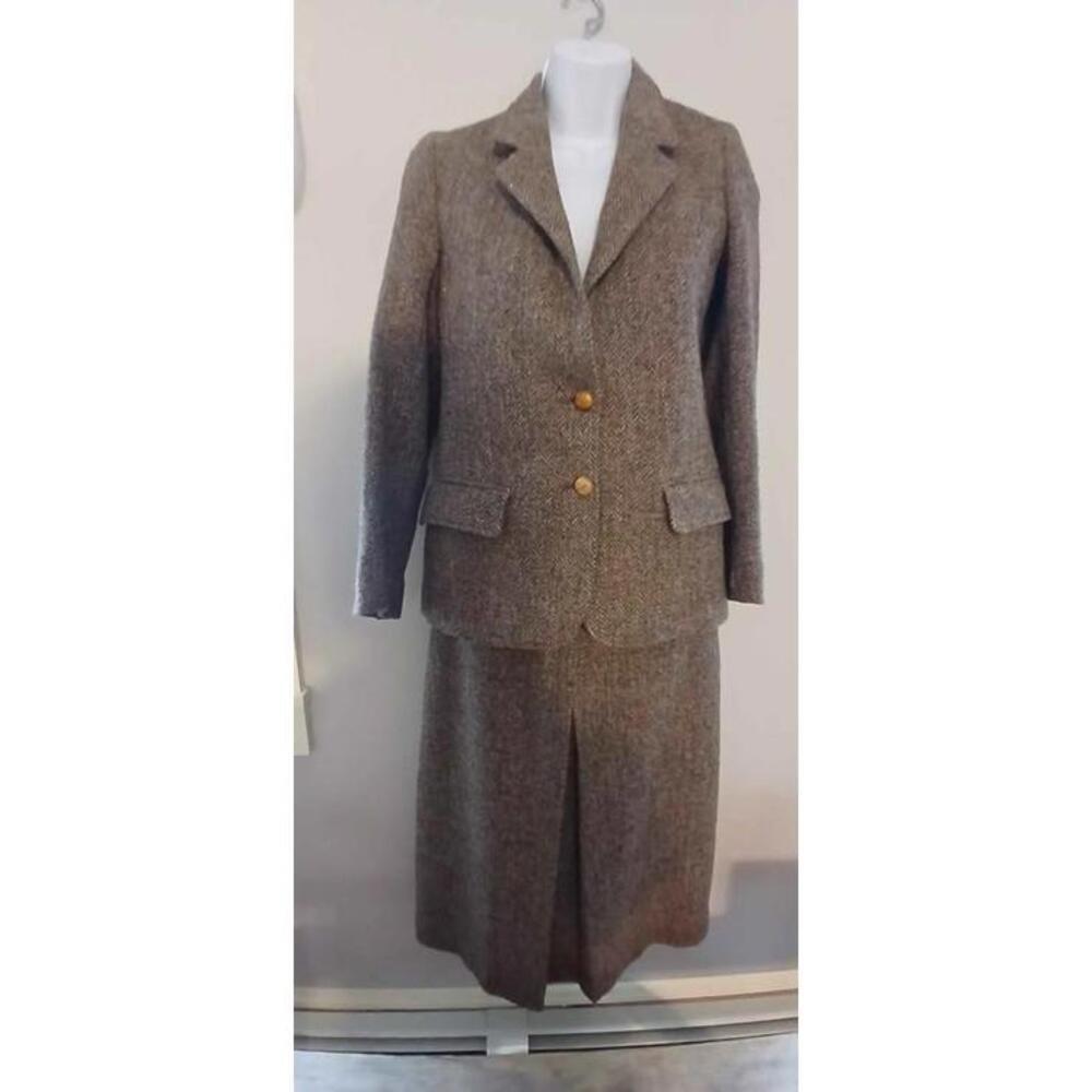 Vintage Harris Wool Tweed Skirt Suit, US sz 4